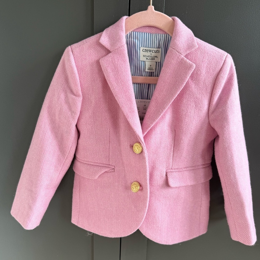 J. Crew Crewcuts Pink Herringbone Schoolgirl Blazer • NWT • size 3
